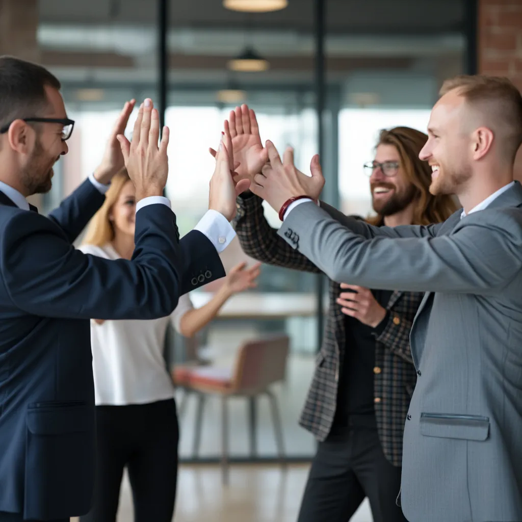 Client celebrating success milestone UK